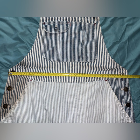 We The Free FP Railroad Stripe Distressed Overall Maxi Dress Blue size Large - Picture 11 of 14